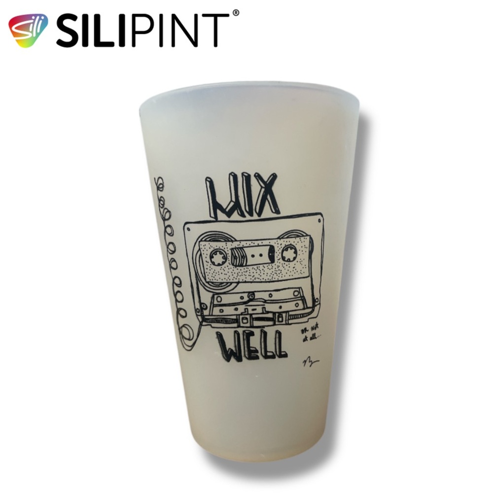 SILIPINT Silicone 16oz Pint Glass with Cassette ‘Mix Well or Not at All’